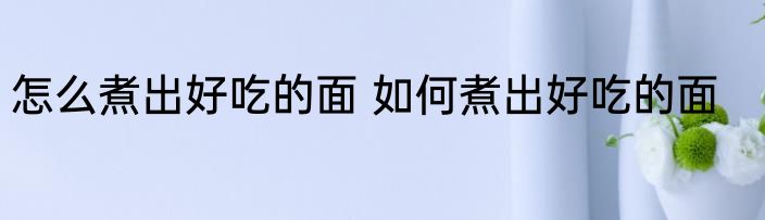怎么煮出好吃的面 如何煮出好吃的面