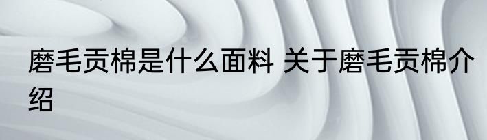 磨毛贡棉是什么面料 关于磨毛贡棉介绍