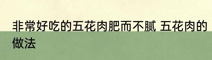 非常好吃的五花肉肥而不腻 五花肉的做法