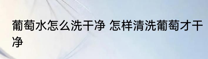 葡萄水怎么洗干净 怎样清洗葡萄才干净