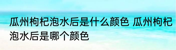 瓜州枸杞泡水后是什么颜色 瓜州枸杞泡水后是哪个颜色