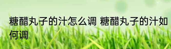 糖醋丸子的汁怎么调 糖醋丸子的汁如何调