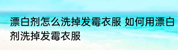 漂白剂怎么洗掉发霉衣服 如何用漂白剂洗掉发霉衣服