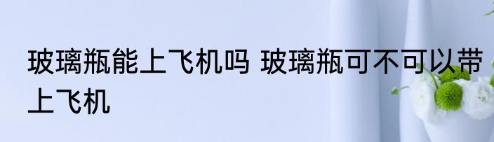 玻璃瓶能上飞机吗 玻璃瓶可不可以带上飞机