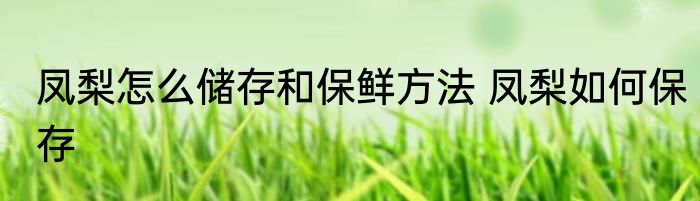 凤梨怎么储存和保鲜方法 凤梨如何保存