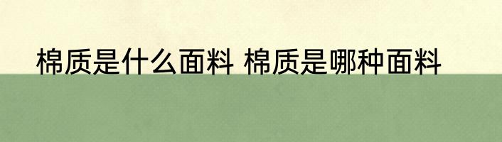 棉质是什么面料 棉质是哪种面料