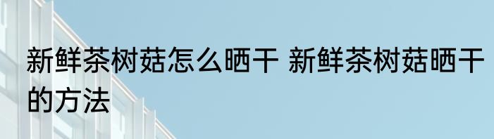 新鲜茶树菇怎么晒干 新鲜茶树菇晒干的方法
