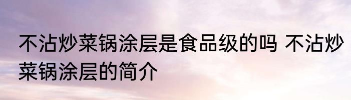 不沾炒菜锅涂层是食品级的吗 不沾炒菜锅涂层的简介