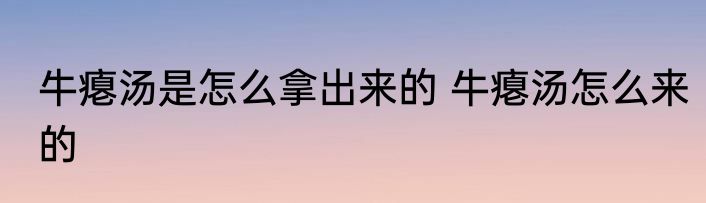 牛瘪汤是怎么拿出来的 牛瘪汤怎么来的