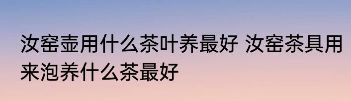 汝窑壶用什么茶叶养最好 汝窑茶具用来泡养什么茶最好