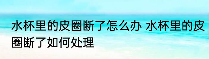 水杯里的皮圈断了怎么办 水杯里的皮圈断了如何处理