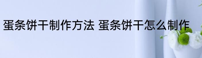 蛋条饼干制作方法 蛋条饼干怎么制作