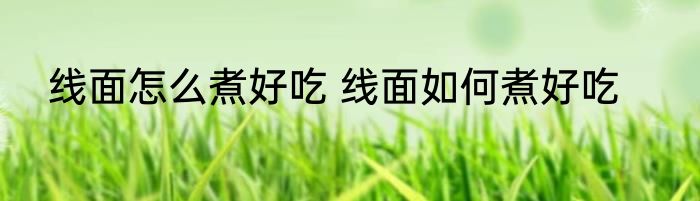 线面怎么煮好吃 线面如何煮好吃