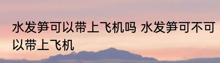 水发笋可以带上飞机吗 水发笋可不可以带上飞机