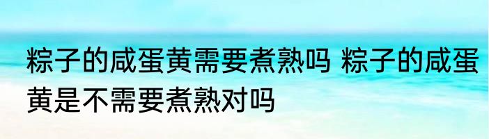 粽子的咸蛋黄需要煮熟吗 粽子的咸蛋黄是不需要煮熟对吗