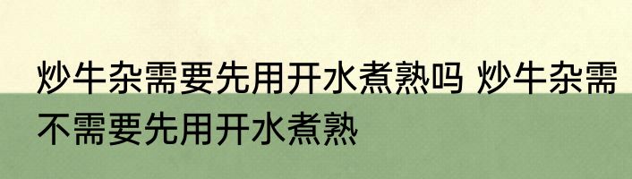 炒牛杂需要先用开水煮熟吗 炒牛杂需不需要先用开水煮熟
