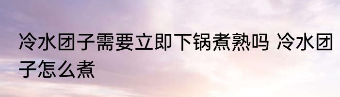 冷水团子需要立即下锅煮熟吗 冷水团子怎么煮