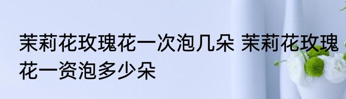 茉莉花玫瑰花一次泡几朵 茉莉花玫瑰花一资泡多少朵