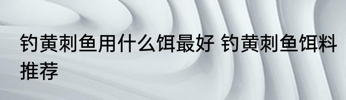 钓黄刺鱼用什么饵最好 钓黄刺鱼饵料推荐