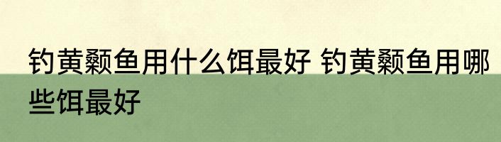 钓黄颡鱼用什么饵最好 钓黄颡鱼用哪些饵最好