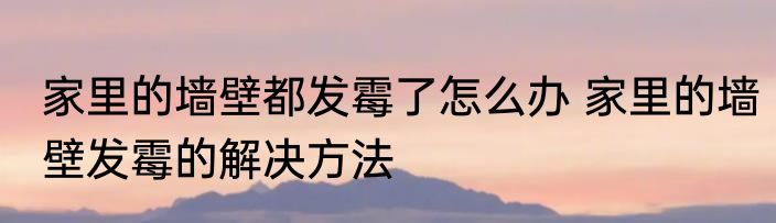 家里的墙壁都发霉了怎么办 家里的墙壁发霉的解决方法