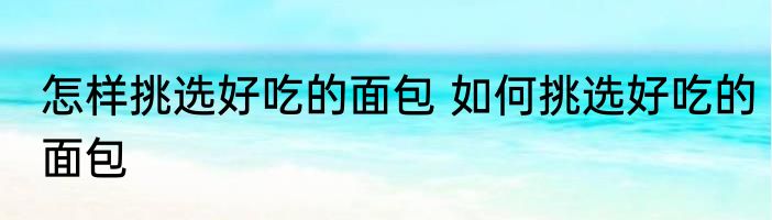 怎样挑选好吃的面包 如何挑选好吃的面包