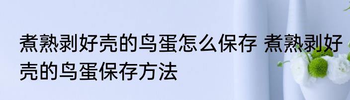 煮熟剥好壳的鸟蛋怎么保存 煮熟剥好壳的鸟蛋保存方法