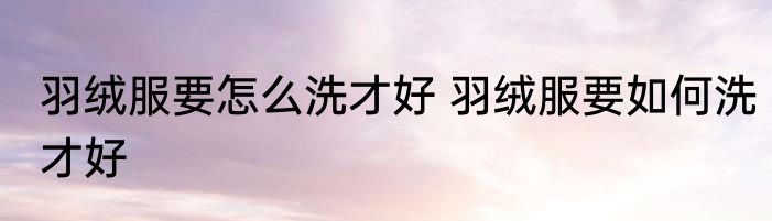 羽绒服要怎么洗才好 羽绒服要如何洗才好