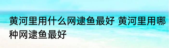 黄河里用什么网逮鱼最好 黄河里用哪种网逮鱼最好