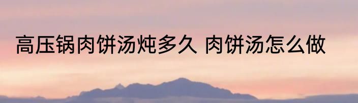高压锅肉饼汤炖多久 肉饼汤怎么做