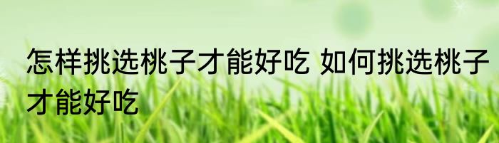 怎样挑选桃子才能好吃 如何挑选桃子才能好吃