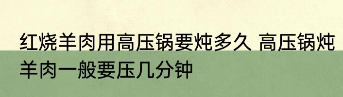 红烧羊肉用高压锅要炖多久 高压锅炖羊肉一般要压几分钟