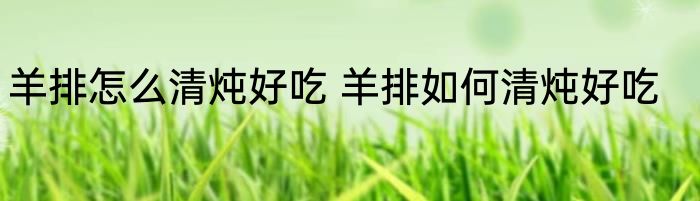 羊排怎么清炖好吃 羊排如何清炖好吃