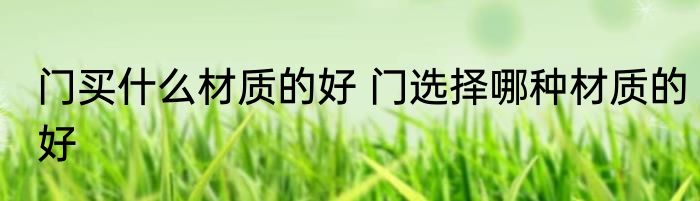 门买什么材质的好 门选择哪种材质的好