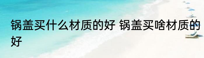 锅盖买什么材质的好 锅盖买啥材质的好