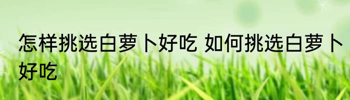 怎样挑选白萝卜好吃 如何挑选白萝卜好吃