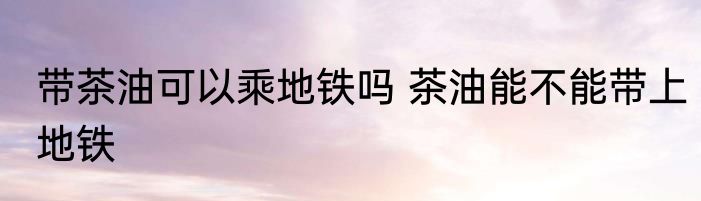 带茶油可以乘地铁吗 茶油能不能带上地铁