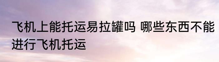 飞机上能托运易拉罐吗 哪些东西不能进行飞机托运