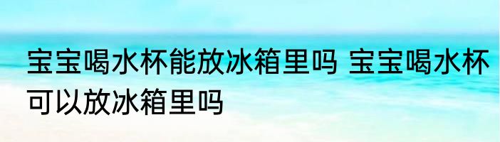 宝宝喝水杯能放冰箱里吗 宝宝喝水杯可以放冰箱里吗