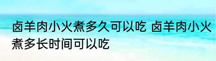 卤羊肉小火煮多久可以吃 卤羊肉小火煮多长时间可以吃