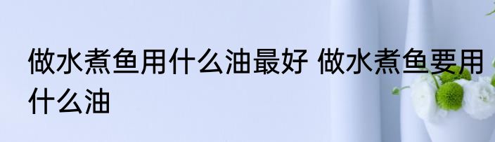 做水煮鱼用什么油最好 做水煮鱼要用什么油