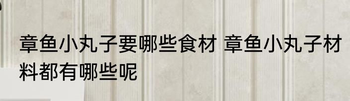 章鱼小丸子要哪些食材 章鱼小丸子材料都有哪些呢