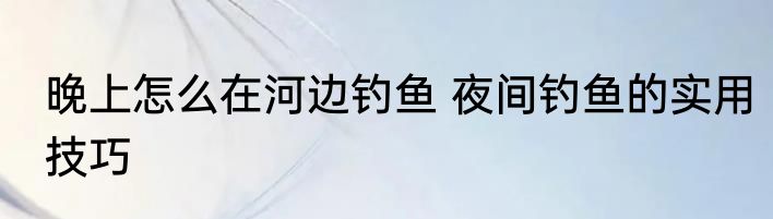 晚上怎么在河边钓鱼 夜间钓鱼的实用技巧