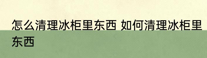 怎么清理冰柜里东西 如何清理冰柜里东西
