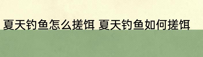 夏天钓鱼怎么搓饵 夏天钓鱼如何搓饵