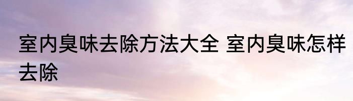 室内臭味去除方法大全 室内臭味怎样去除