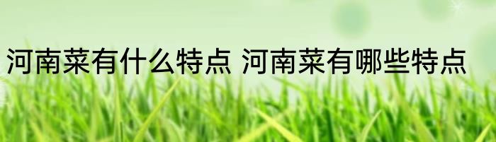 河南菜有什么特点 河南菜有哪些特点