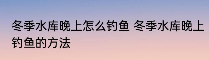 冬季水库晚上怎么钓鱼 冬季水库晚上钓鱼的方法