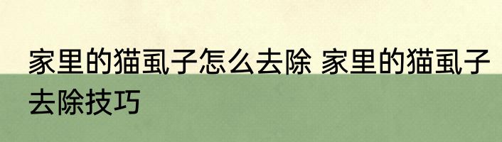 家里的猫虱子怎么去除 家里的猫虱子去除技巧