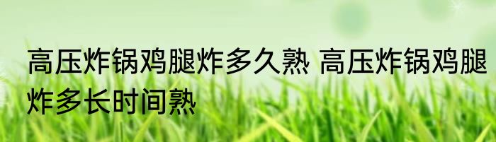 高压炸锅鸡腿炸多久熟 高压炸锅鸡腿炸多长时间熟